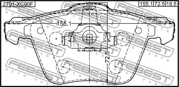 Febest 2701-XC90F - Комплект спирачно феродо, дискови спирачки vvparts.bg