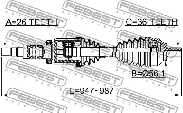 Febest 2714-S40RH - Полуоска vvparts.bg