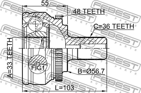 Febest 2710-S60A48 - Каре комплект, полуоска vvparts.bg