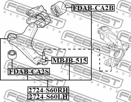 Febest 2724-S60LH - Носач, окачване на колелата vvparts.bg