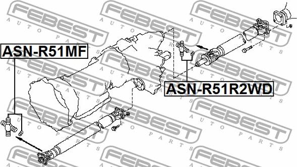 Febest ASN-R51R2WD - Шарнирно съединение, карданен вал vvparts.bg