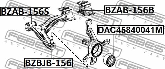 Febest BZAB-156S - Ремонтен комплект, напречен носач vvparts.bg