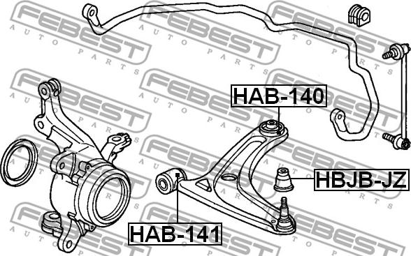 Febest HAB-140 - Тампон, носач vvparts.bg