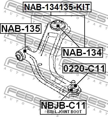 Febest NAB-134135-KIT - Тампон, носач vvparts.bg