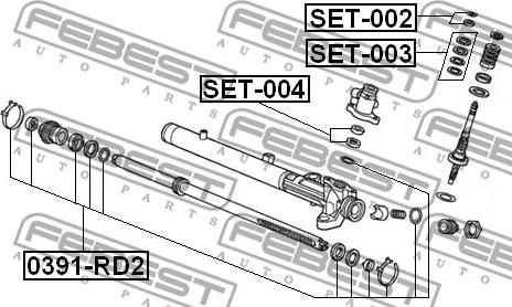 Febest SET-003 - Ремонтен комплект, аксиален шарнир на напречна кормилна щанг vvparts.bg