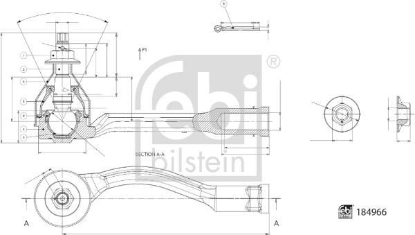 Febi Bilstein 184966 - Накрайник на напречна кормилна щанга vvparts.bg