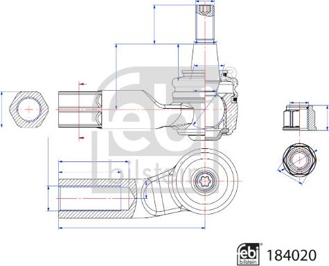 Febi Bilstein 184020 - Накрайник на напречна кормилна щанга vvparts.bg