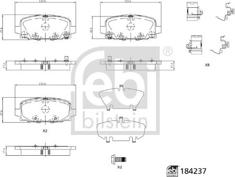 Febi Bilstein 184237 - Комплект спирачно феродо, дискови спирачки vvparts.bg