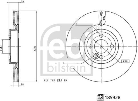 Febi Bilstein 185928 - Спирачен диск vvparts.bg