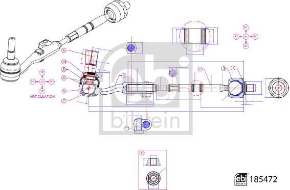 Febi Bilstein 185472 - Напречна кормилна щанга vvparts.bg