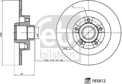 Febi Bilstein 185812 - Спирачен диск vvparts.bg