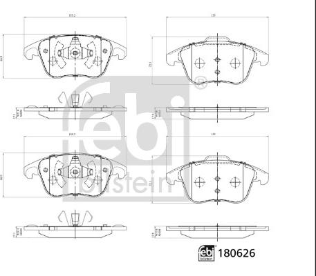 Febi Bilstein 180626 - Комплект спирачно феродо, дискови спирачки vvparts.bg