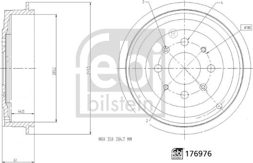 Febi Bilstein 176976 - Спирачен барабан vvparts.bg