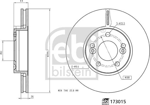 Febi Bilstein 173015 - Спирачен диск vvparts.bg