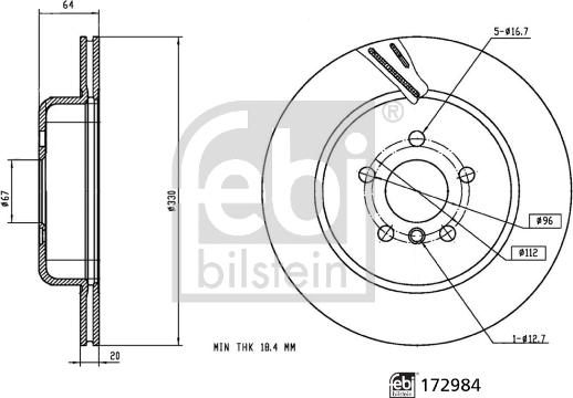 Febi Bilstein 172984 - Спирачен диск vvparts.bg