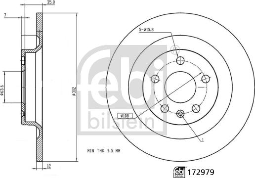 Febi Bilstein 172979 - Спирачен диск vvparts.bg