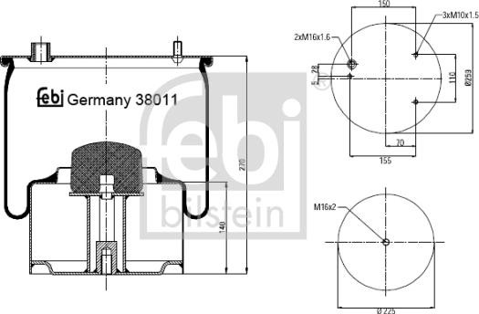 Febi Bilstein 38011 - Маншон, въздушно окачване vvparts.bg