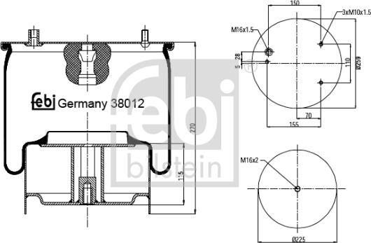 Febi Bilstein 38012 - Маншон, въздушно окачване vvparts.bg