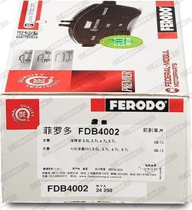 Ferodo FDB4002 - Комплект спирачно феродо, дискови спирачки vvparts.bg