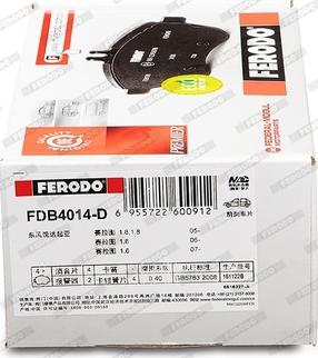 Ferodo FDB4014-D - Комплект спирачно феродо, дискови спирачки vvparts.bg