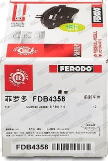 Ferodo FDB4358 - Комплект спирачно феродо, дискови спирачки vvparts.bg