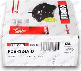 Ferodo FDB4324A-D - Комплект спирачно феродо, дискови спирачки vvparts.bg