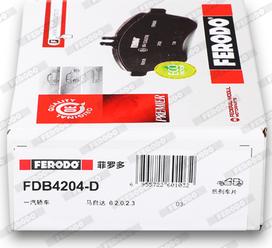 Ferodo FDB4204-D - Комплект спирачно феродо, дискови спирачки vvparts.bg