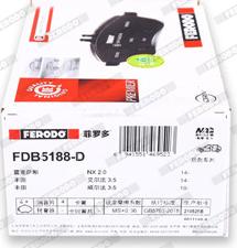 Ferodo FDB5188-D - Комплект спирачно феродо, дискови спирачки vvparts.bg