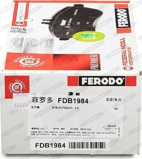 Ferodo FDB1984 - Комплект спирачно феродо, дискови спирачки vvparts.bg