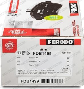 Ferodo FDB1499 - Комплект спирачно феродо, дискови спирачки vvparts.bg