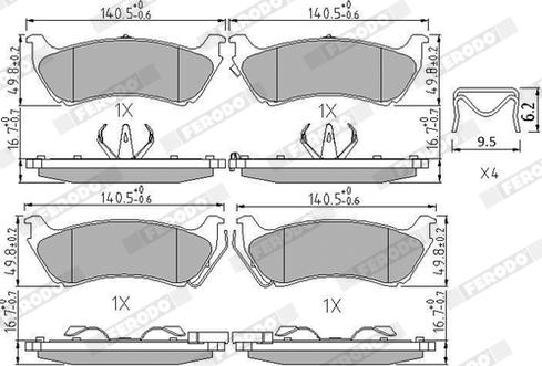 Ferodo FDB1401 - Комплект спирачно феродо, дискови спирачки vvparts.bg