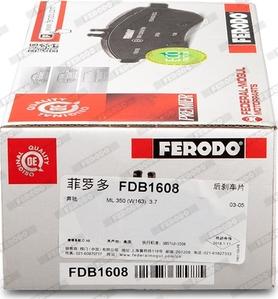 Ferodo FDB1608 - Комплект спирачно феродо, дискови спирачки vvparts.bg