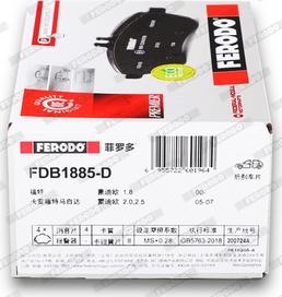 Ferodo FDB1885-D - Комплект спирачно феродо, дискови спирачки vvparts.bg