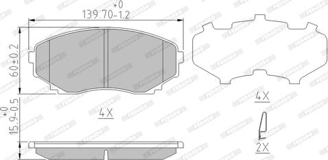 Ferodo FDB1757 - Комплект спирачно феродо, дискови спирачки vvparts.bg