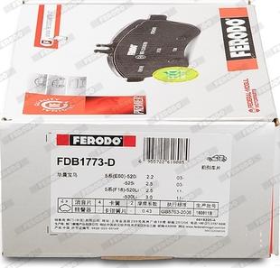 Ferodo FDB1773-D - Комплект спирачно феродо, дискови спирачки vvparts.bg