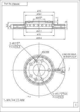 FI.BA FBD496 - Спирачен диск vvparts.bg