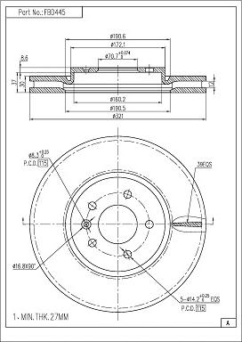 FI.BA FBD445 - Спирачен диск vvparts.bg