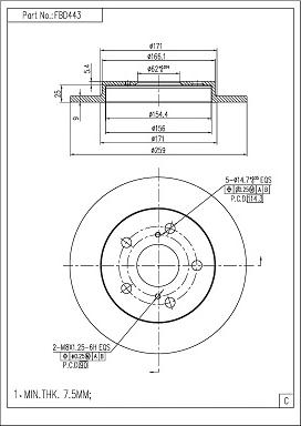 FI.BA FBD443 - Спирачен диск vvparts.bg