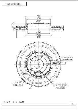 FI.BA FBD456 - Спирачен диск vvparts.bg