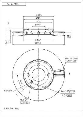 FI.BA FBD424 - Спирачен диск vvparts.bg