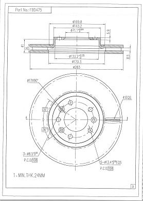 FI.BA FBD475 - Спирачен диск vvparts.bg