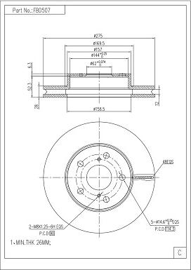 FI.BA FBD507 - Спирачен диск vvparts.bg