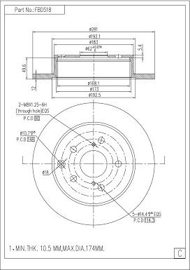 FI.BA FBD518 - Спирачен диск vvparts.bg