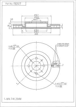 FI.BA FBD527 - Спирачен диск vvparts.bg