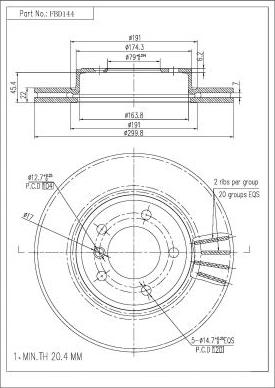 FI.BA FBD144 - Спирачен диск vvparts.bg