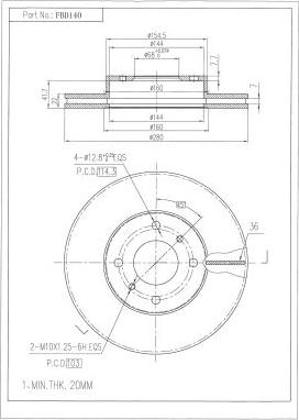 FI.BA FBD140 - Спирачен диск vvparts.bg