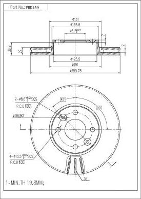 FI.BA FBD159 - Спирачен диск vvparts.bg