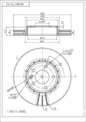 FI.BA FBD160 - Спирачен диск vvparts.bg