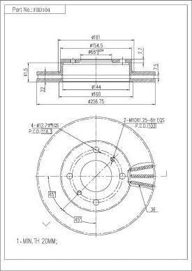 FI.BA FBD104 - Спирачен диск vvparts.bg