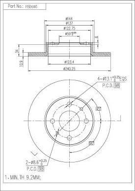 FI.BA FBD105 - Спирачен диск vvparts.bg